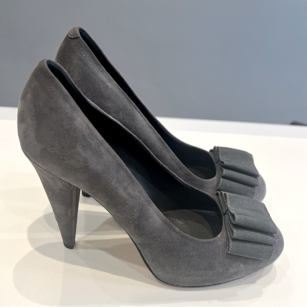 Bally Grey Suede Covered Platform Pump 39.5